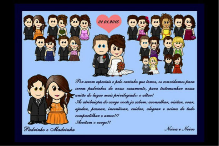 Convite com caricaturas