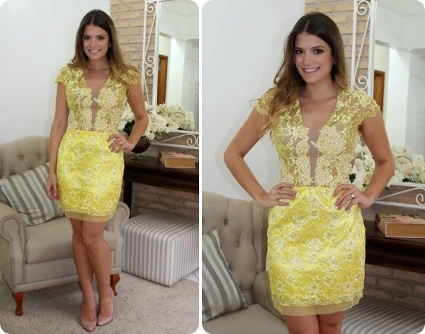 vestido amarelo com renda